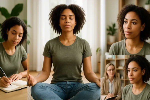 Person using combined therapeutic, lifestyle and medication approaches for anxiety management